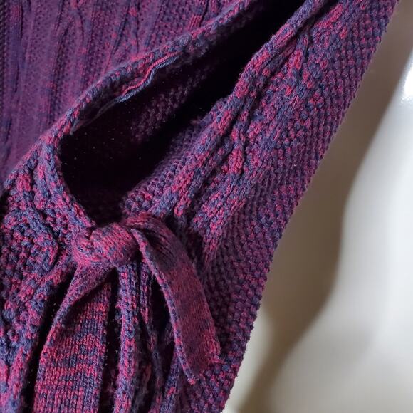 Project Naadam Purple Cable Knit Tie Sleeve Oversized Pullover Designer sweater - Picture 10 of 11